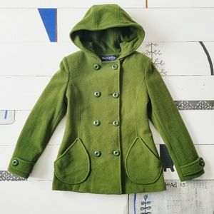 Green Hooded Pea Coat by Herman Kay